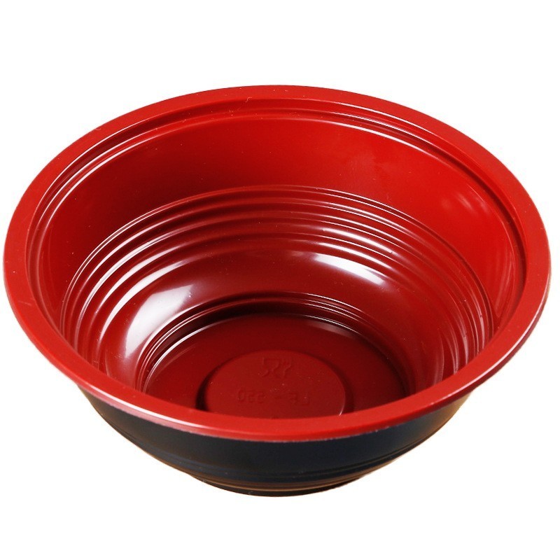 Japanese ramen plastic disposable large bowl takeaway packing pp two-color red and black bowl