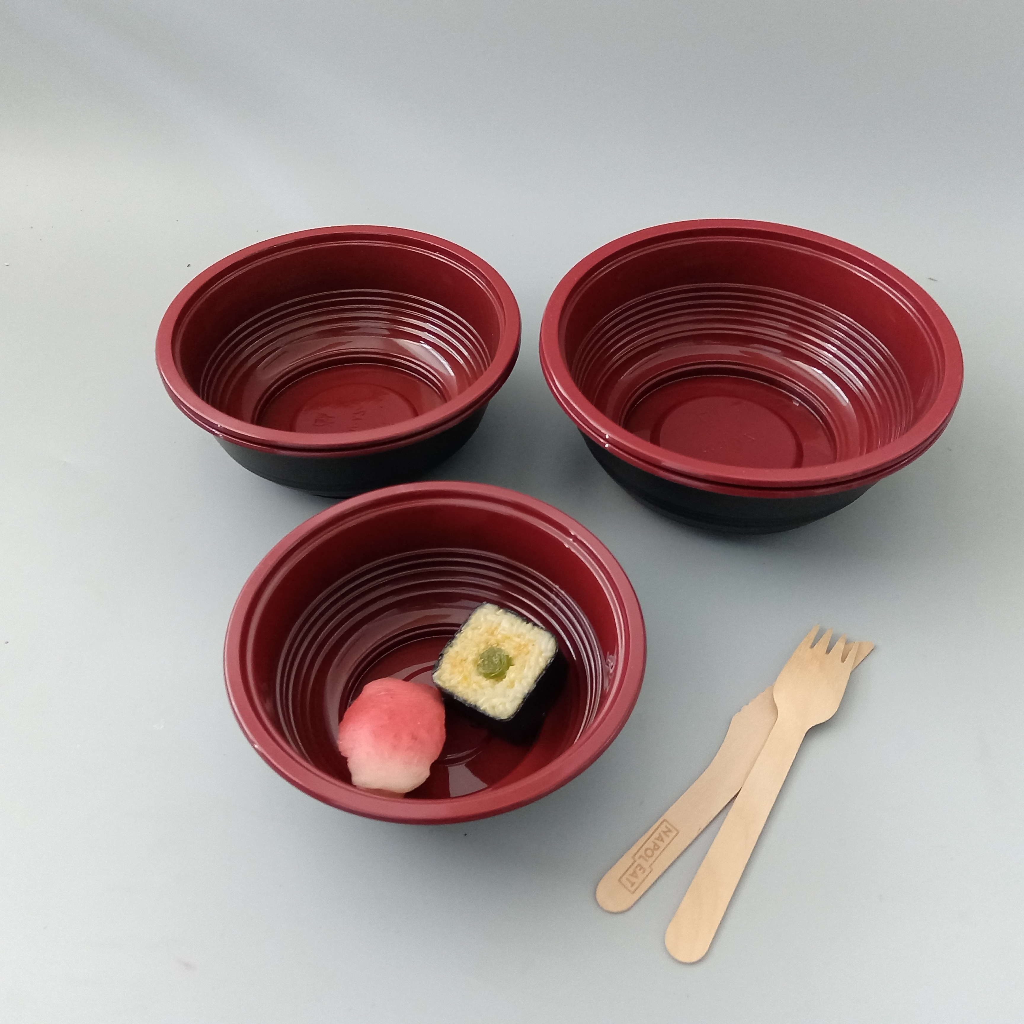 Japanese ramen plastic disposable large bowl takeaway packing pp two-color red and black bowl