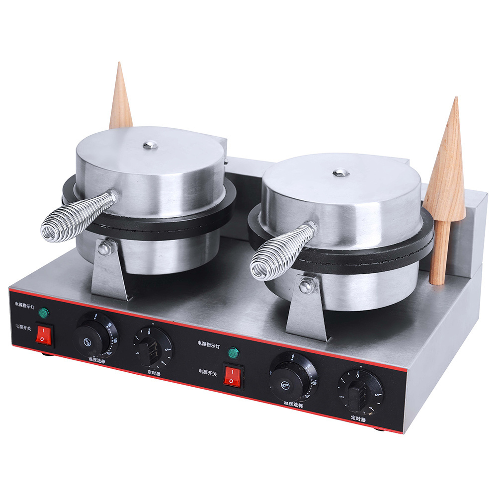 China Factory Supplier Double Egg Roll Waffle Cone Maker,2-Plate Cone Baker