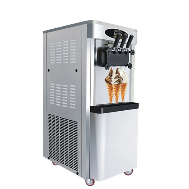 2023 Hot SaleCooled Floor Model Soft Serve Ice Cream Machine With 2 Hoppers And 3 Dispensers