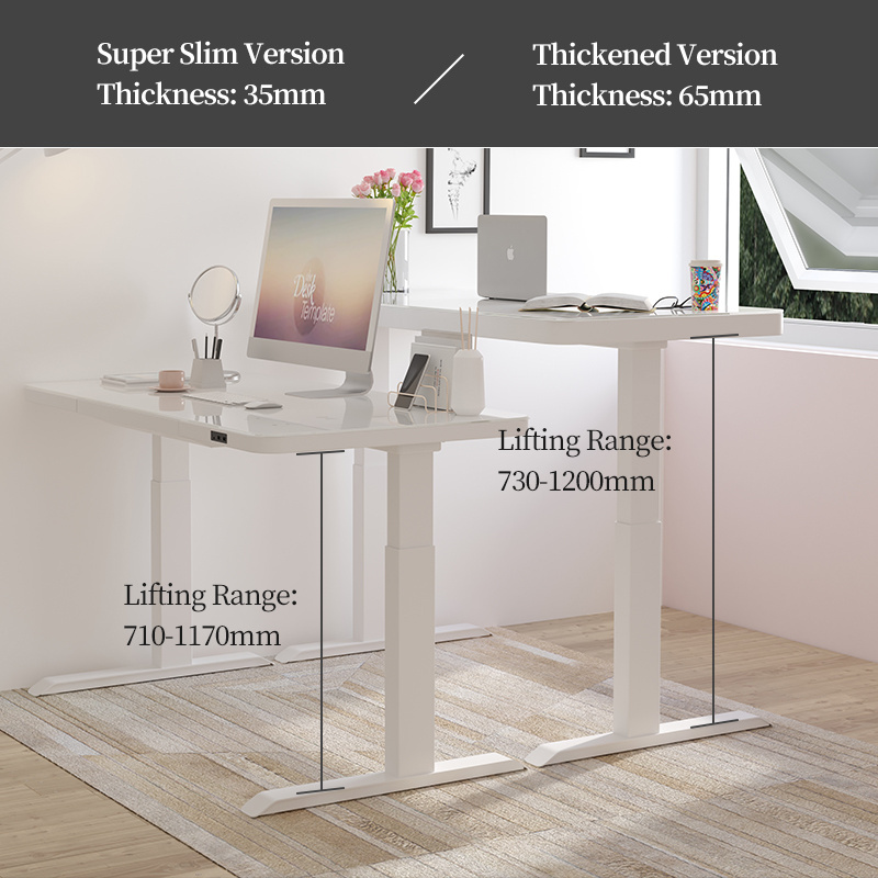 Smart Home Office Dual Motor escritorio con elevacin Sit Stand Lifting Motorize Glass Electric adjustable height desk