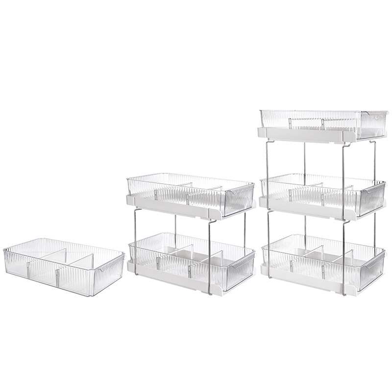 Under Sink Organizers and Storage 2 Tier Easy Access Slide Out Cabinet Organizer, Double Sliding Cabinet Organizer Drawer