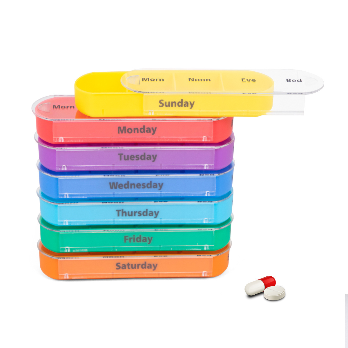 Prescription and Medication Wallet Weekly Travel Pill Organizer Box