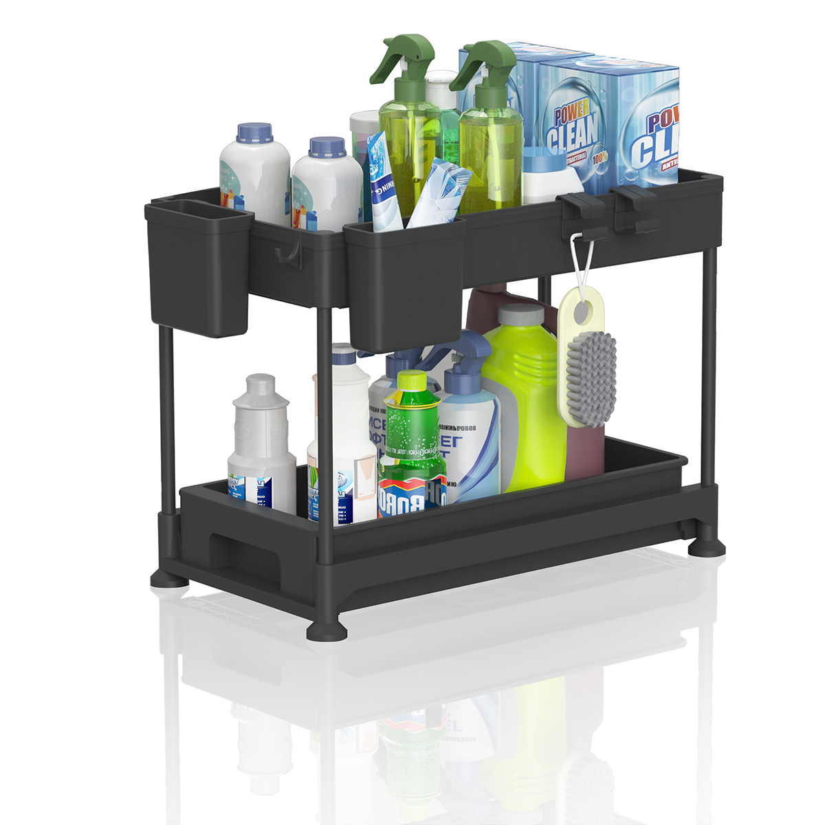 Under Sink Organizer, 2 Tier Under Sink Organizers and Storage Bathroom Shelf Organizer Rack