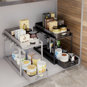 Under Sink Organizer Pull Out Bathroom Cabinet Storage Rack 2 Tier Under Kitchen Sink Organizer