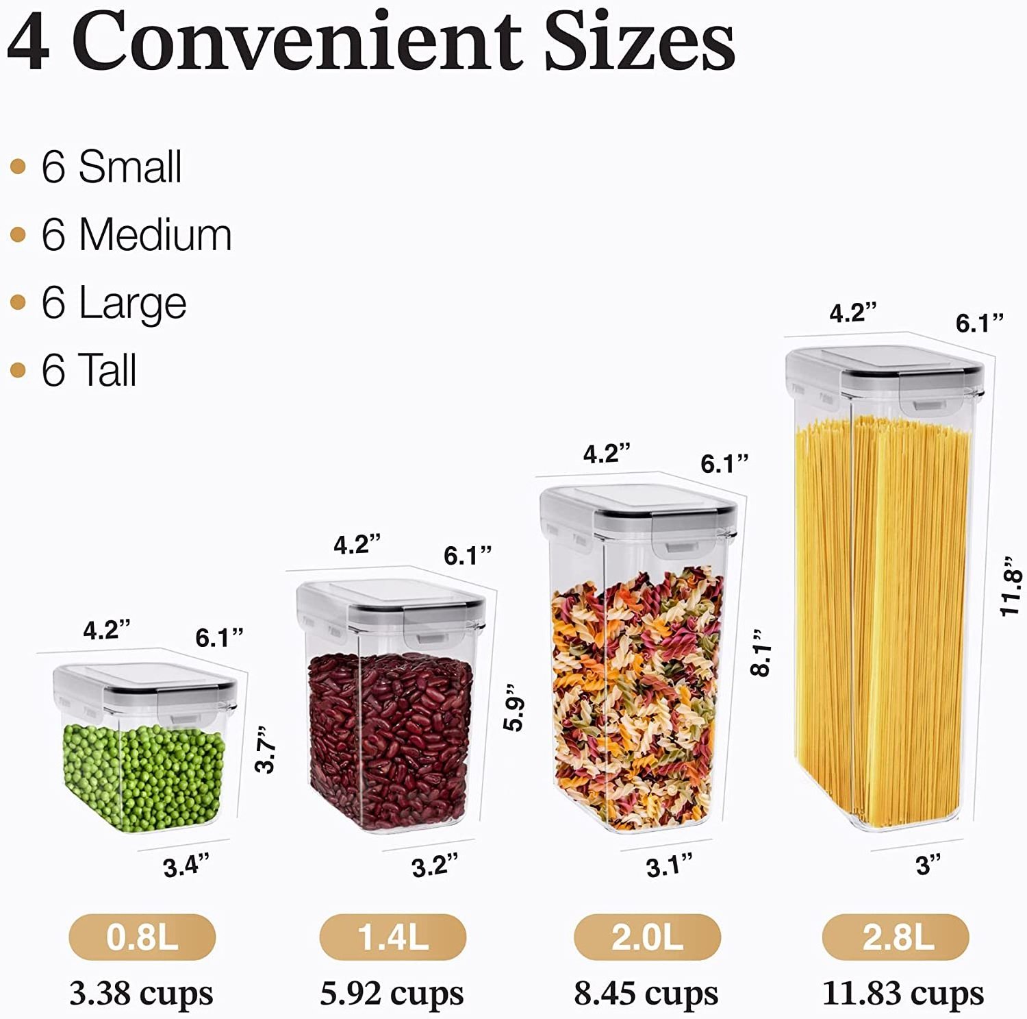 24 Pcs Airtight Food Storage Containers Set With Lids For Cereal, Dry Food, Flour, BPA Free