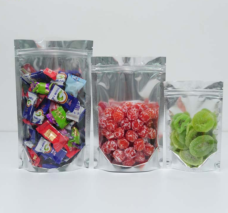 15x22cm 250G Zip Lock Standing Clear Front With Aluminum Foil Back Food Bag