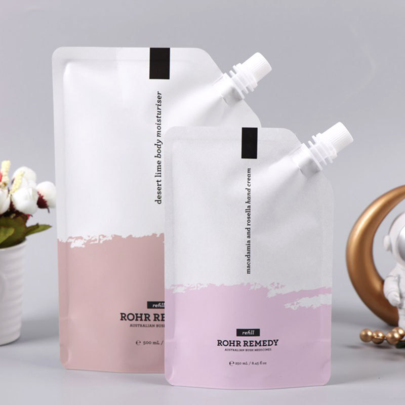 High Quality Portable 250 Ml 500Ml Refillable Liquid Skin Care Packaging Stand Up Cosmetic Spout Pouch