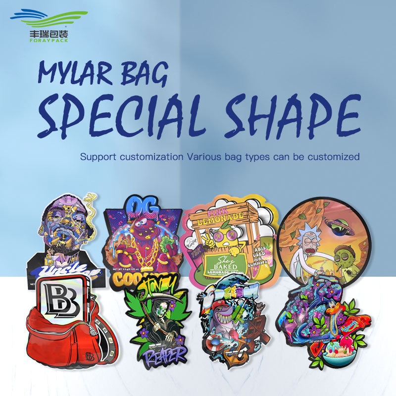 Custom Printed Special Shaped Ziplock Soft Touch Food Grade 3.5G Smell Proof Custom Dye Die Cut Mylar Bags