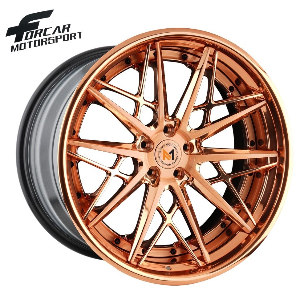 Forged Custom New Two Piece Chrome Gold Face Car Alloy Wheel Rim