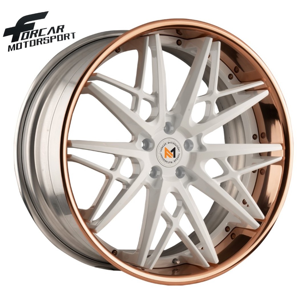 Forged Custom New Two Piece Chrome Gold Face Car Alloy Wheel Rim