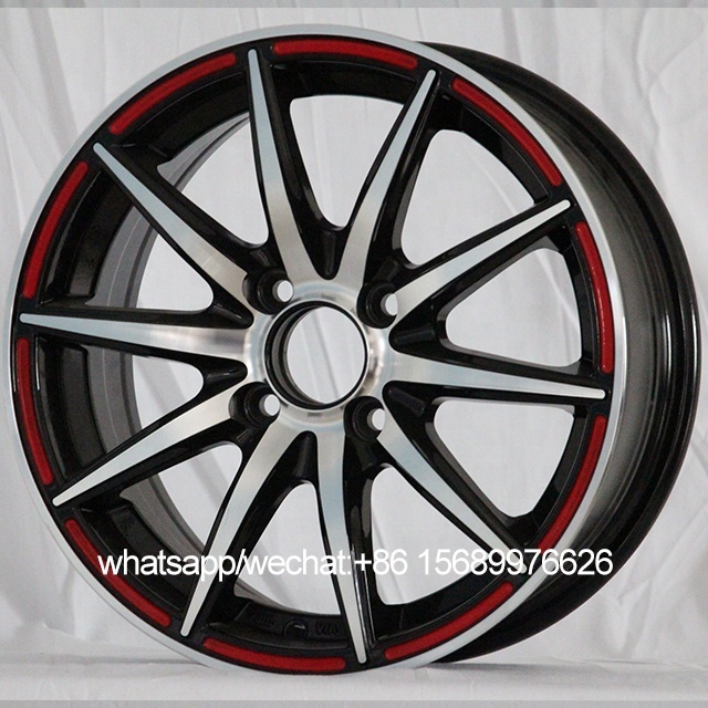 black machine face  13 14 15 car racing mag wheels PCD 98~100 with 4/5 hole aftermarket alloy wheels