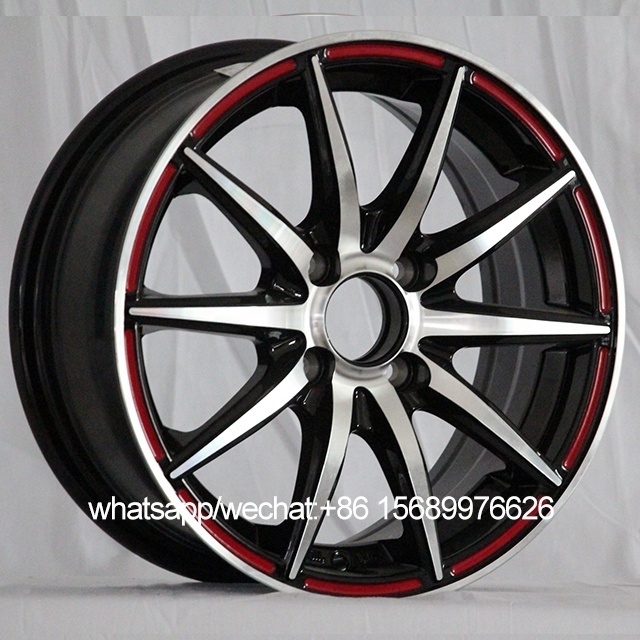 black machine face  13 14 15 car racing mag wheels PCD 98~100 with 4/5 hole aftermarket alloy wheels