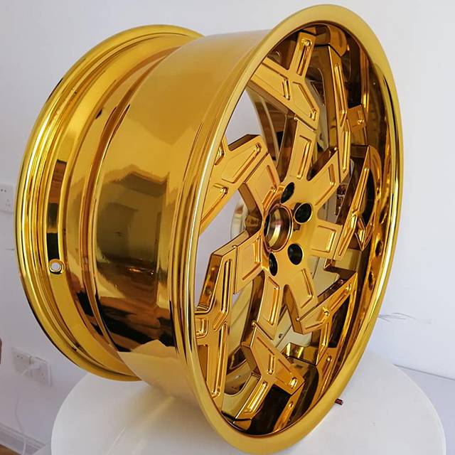 Gold chrome 18 to 24 inch two-piece forged car wheels