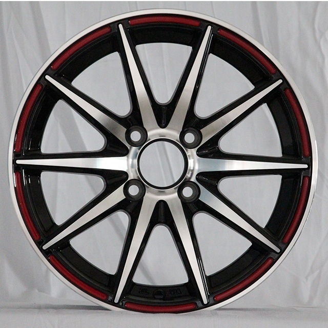 black machine face  13 14 15 car racing mag wheels PCD 98~100 with 4/5 hole aftermarket alloy wheels