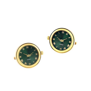 Rotating Green Case Back Clock Watch Cufflinks