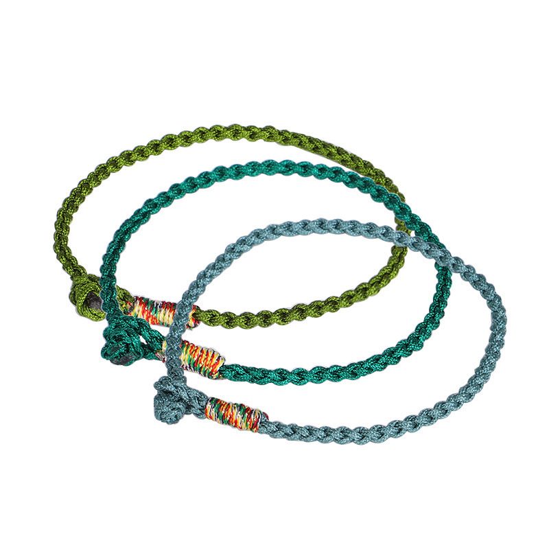 17cm/19cm/21cm Green Color Length Women Men Unisex Jade Line Thread BOHO Bohemia Woven String Handmade Braided Rope Bracelet