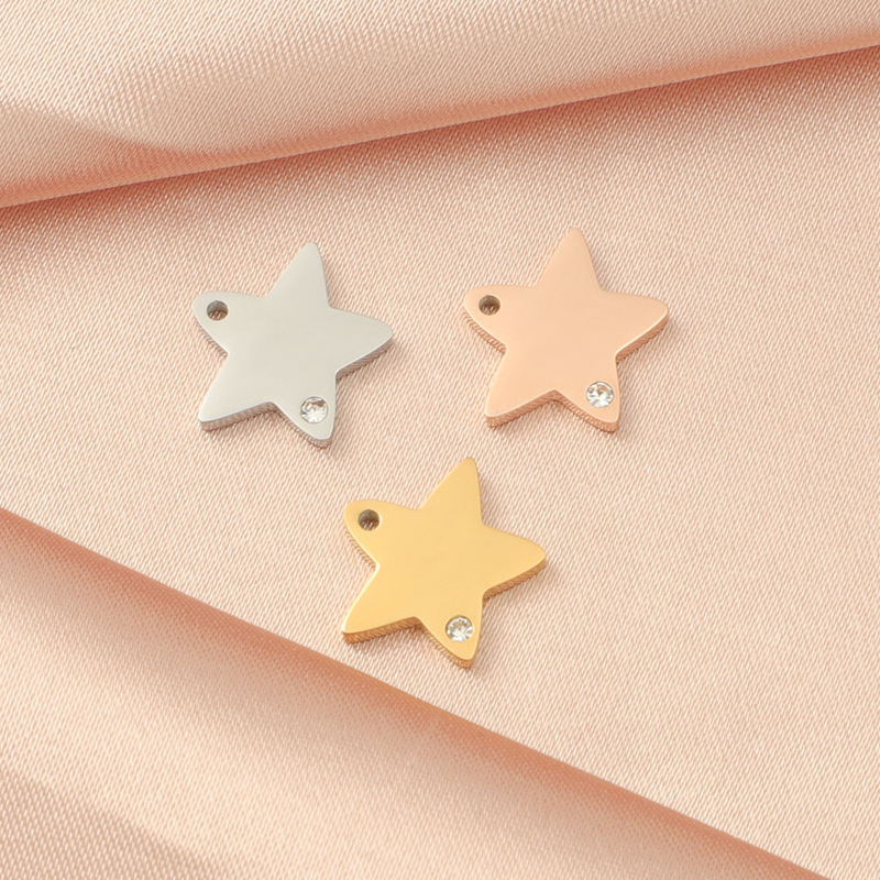 12.6x11MM Stainless Steel Personalized  Star Shape Hang Loose Charm Pendant DIY Jewelry Accessories Findings