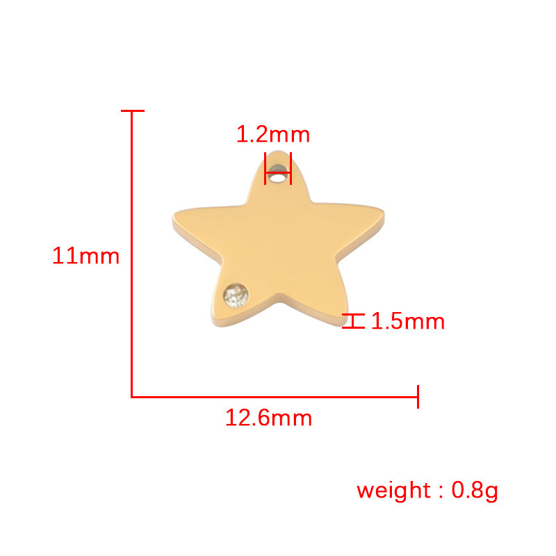 12.6x11MM Stainless Steel Personalized  Star Shape Hang Loose Charm Pendant DIY Jewelry Accessories Findings