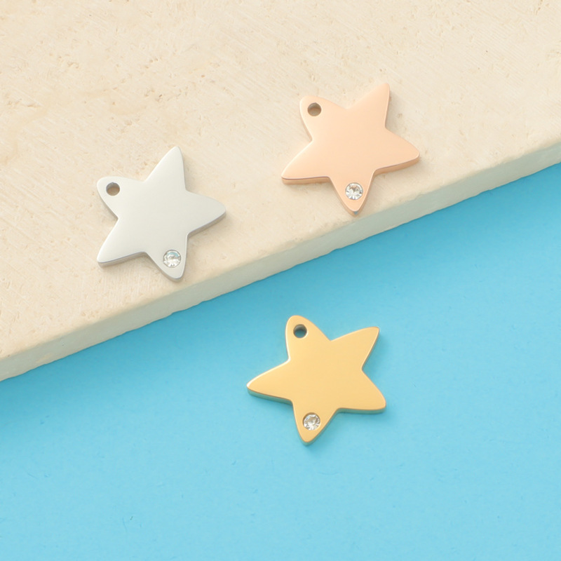 12.6x11MM Stainless Steel Personalized  Star Shape Hang Loose Charm Pendant DIY Jewelry Accessories Findings