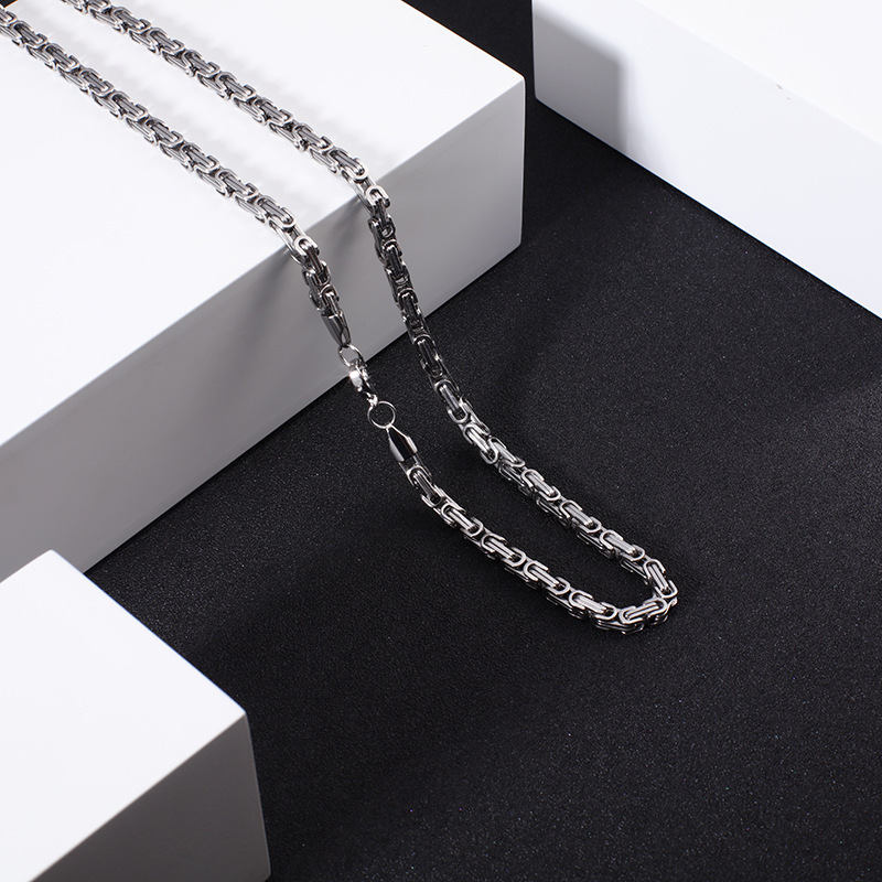 55cm Hip Hop Silver/Gold/Black Stainless Steel Men's Domineering Cuba Cuban Byzantine Emperor Chain Necklace Chain Jewelry