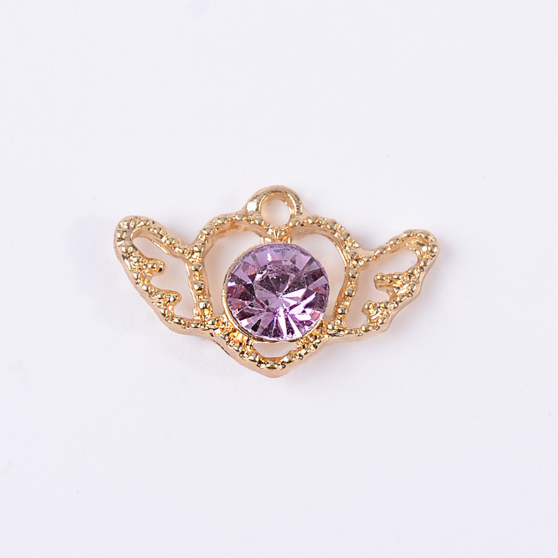 23x14mm Zinc Alloy Diy Jewelry Finding Making Accessories Heart with Angel Wing Pendant Charm