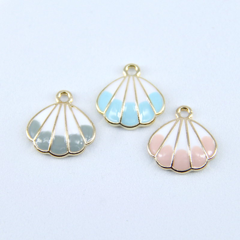 17x18mm Cute Enamelled Zinc Alloy Metal Seashell Drop Oil Shell Shape Diy Pendants Jewelry Finding Making Accessories Charm