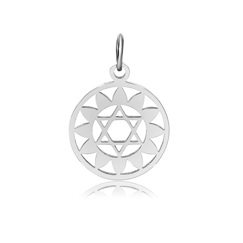 Jewelry Findings Accessories Making Pendant Wholesale Stainless Steel Metal Healing Yoga 7 Chakra Heal  Sign Symbol Charm