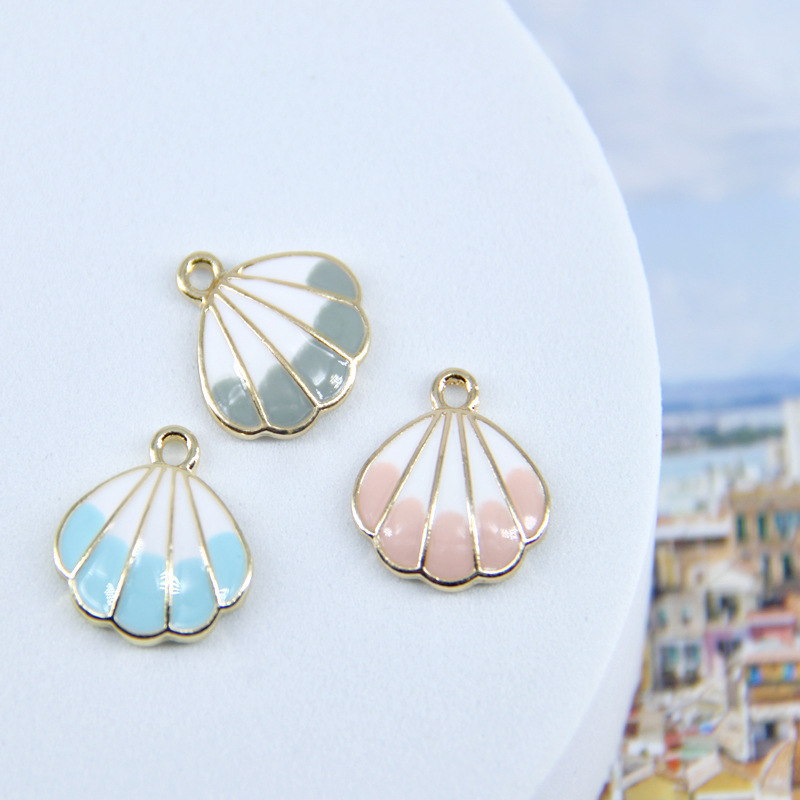 17x18mm Cute Enamelled Zinc Alloy Metal Seashell Drop Oil Shell Shape Diy Pendants Jewelry Finding Making Accessories Charm