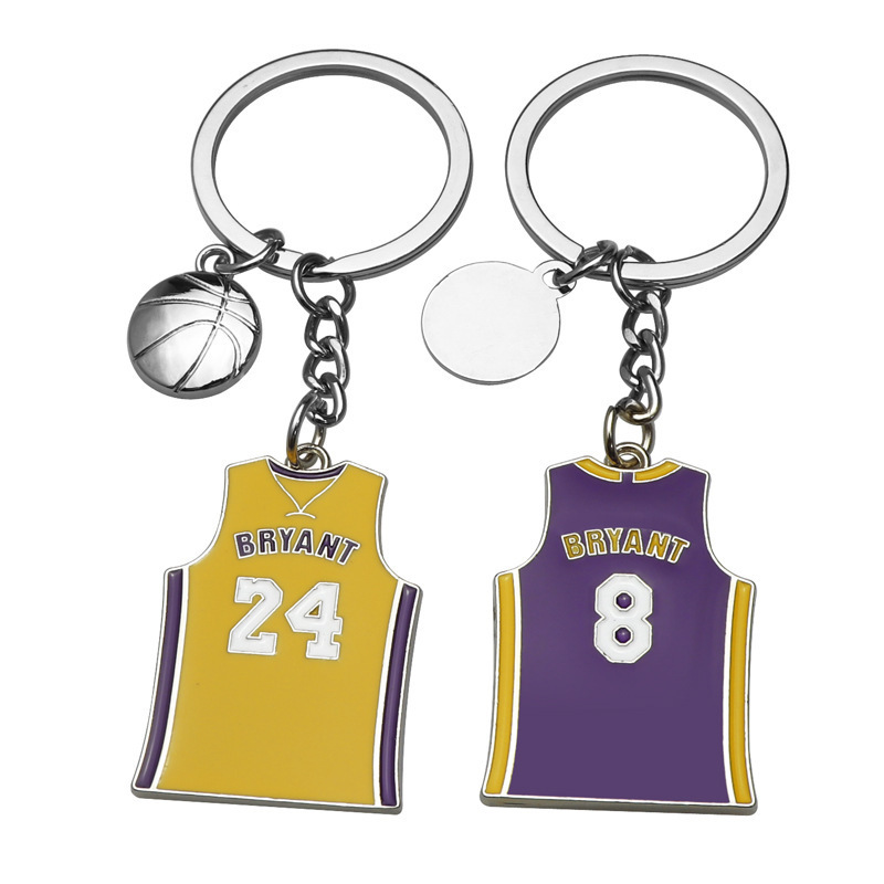 Promotional  Key Ring Zinc Alloy Metal Enamel Sports Kobe Jersey Basketball Bryant Number 24 Keychain