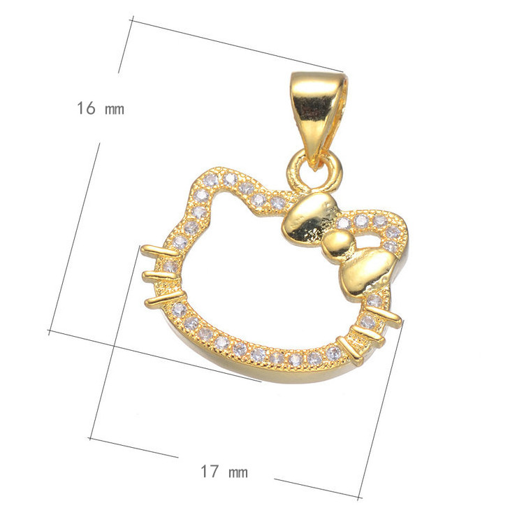 Micro Pave CZ Copper Alloy Metal DIY Jewelry Accessories Finding Inlay ZIRCON HELLO KITTY CAT HEAD Shape Charm Pendant