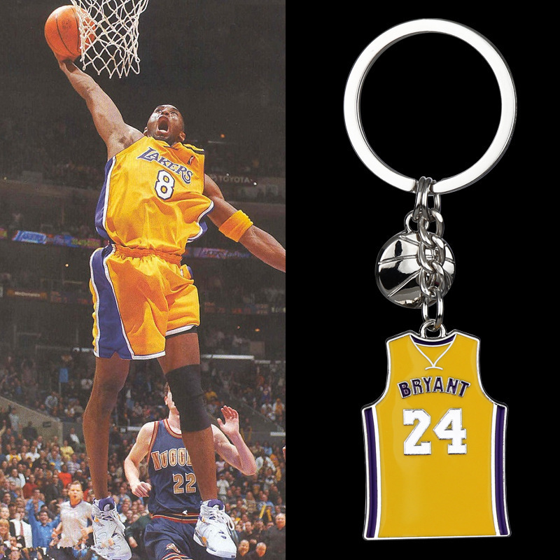 Promotional  Key Ring Zinc Alloy Metal Enamel Sports Kobe Jersey Basketball Bryant Number 24 Keychain