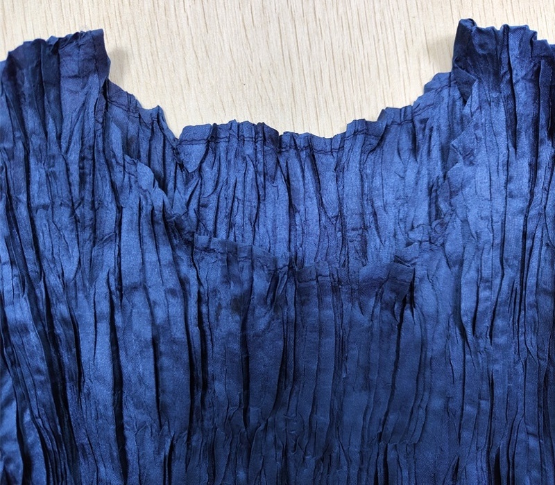 Fall 2021 Royal Blue Polyester Chiffon Ladies' Woven Crinkle Tiers Bottom Dress