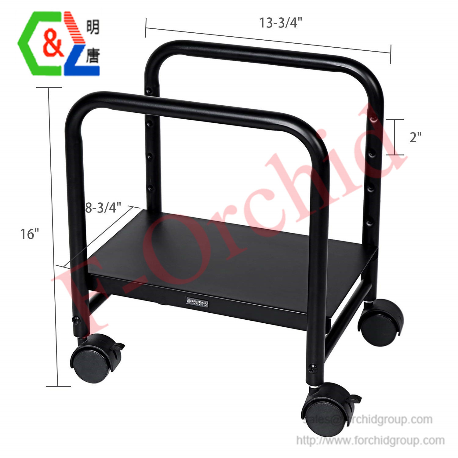 Computer Cart Height-Adjustable Mobile CPU Stand Suitable for Sit Stand Desk Converters Black