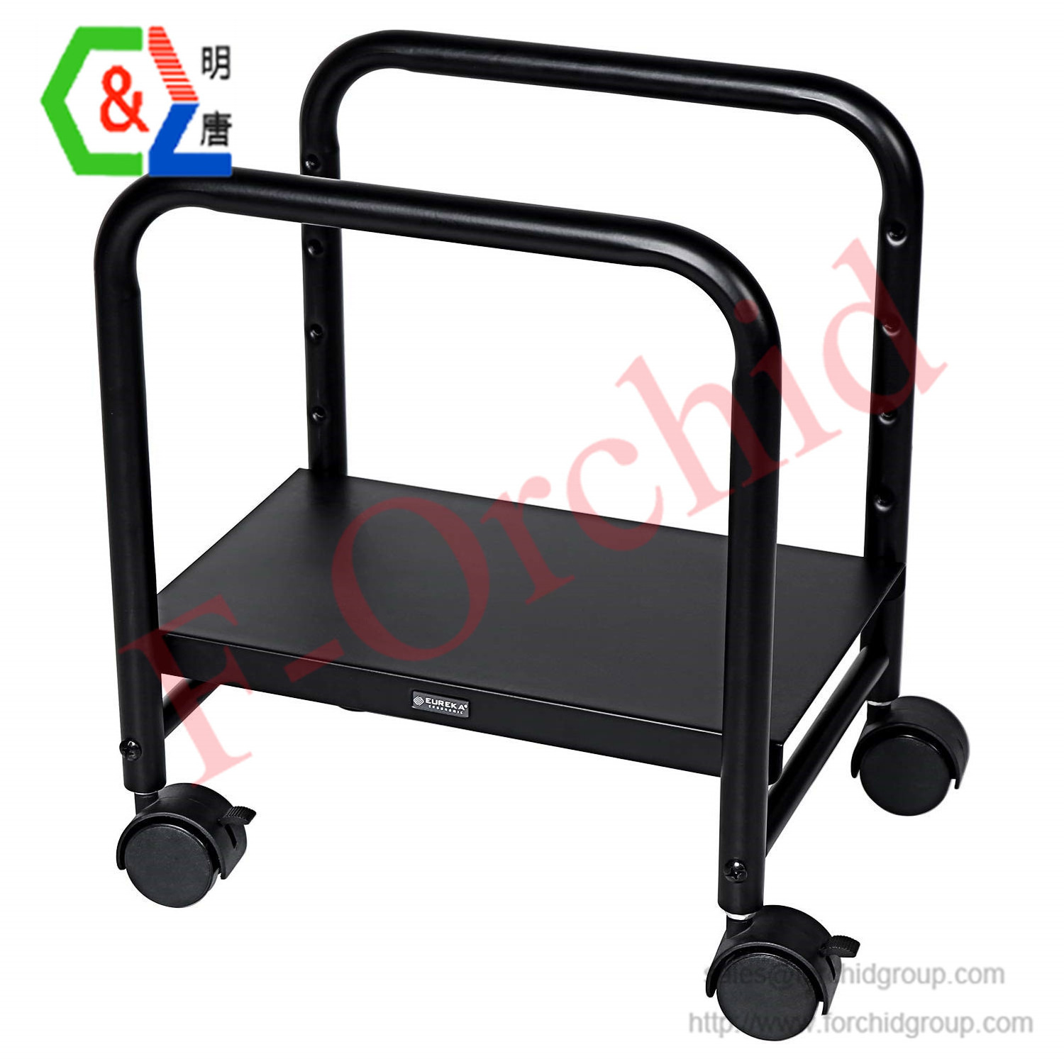 Computer Cart Height-Adjustable Mobile CPU Stand Suitable for Sit Stand Desk Converters Black