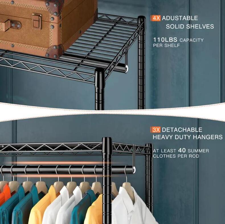 Mutil function Clothes Rack Heavy Duty, Freestanding Wire Garment Racks