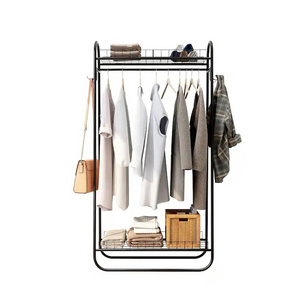 Garment Rack Freestanding Hanger Double Rods Multi-functional Bedroom Clothing Rack