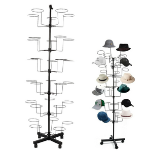 6 Tier Hat Display Rack Stand Rotating Hat Rack Adjustable Metal Free Standing Floor Stand for Baseball hat, Women's & Men's