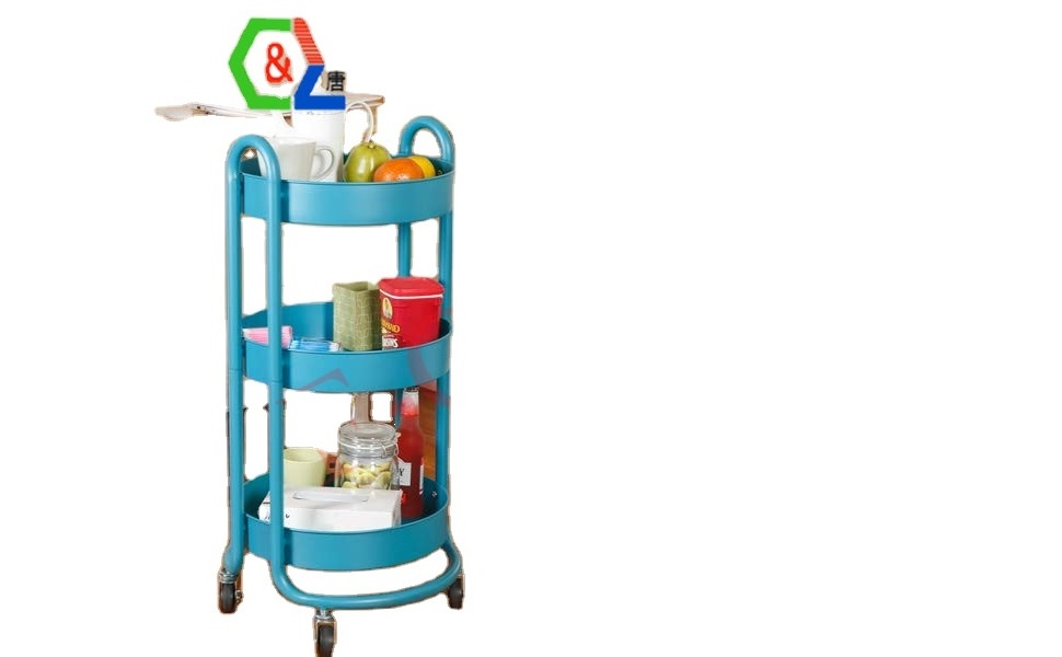 3-Tier Rolling Storage Cart Round Design Tray Trolley