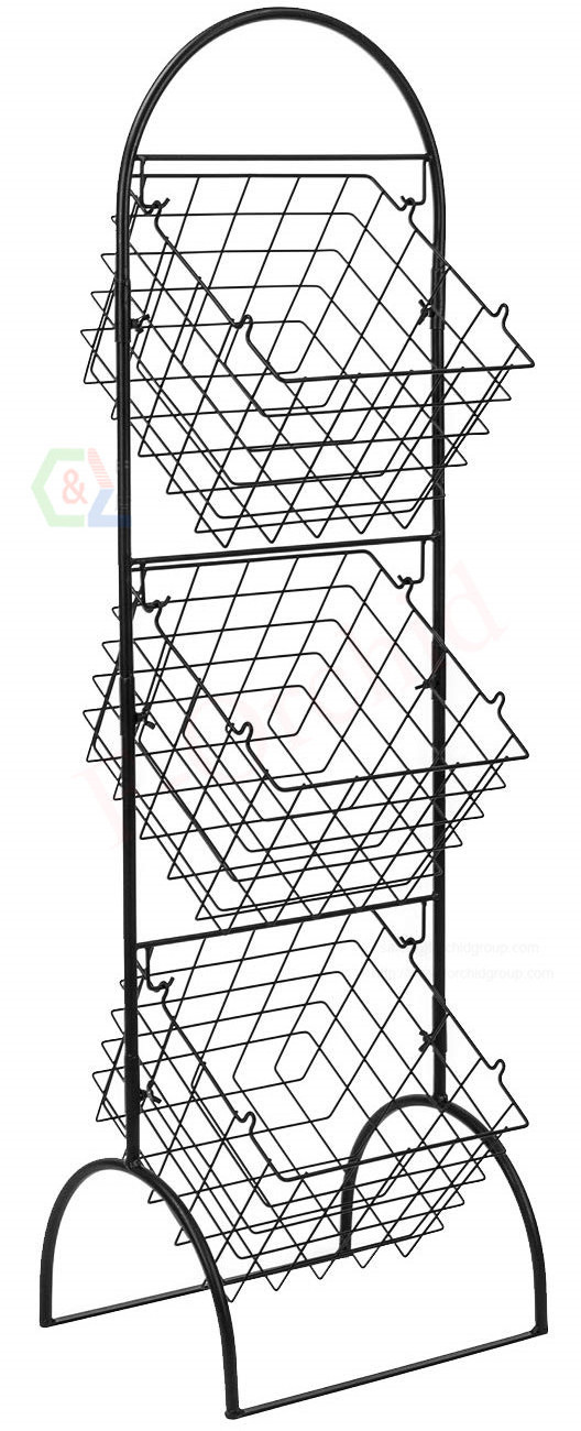 3-Tier Wire Market Basket Storage Stand for Fruit, Vegetables, Toiletries, Household Items, Stylish Tiered Serving Stand Baskets