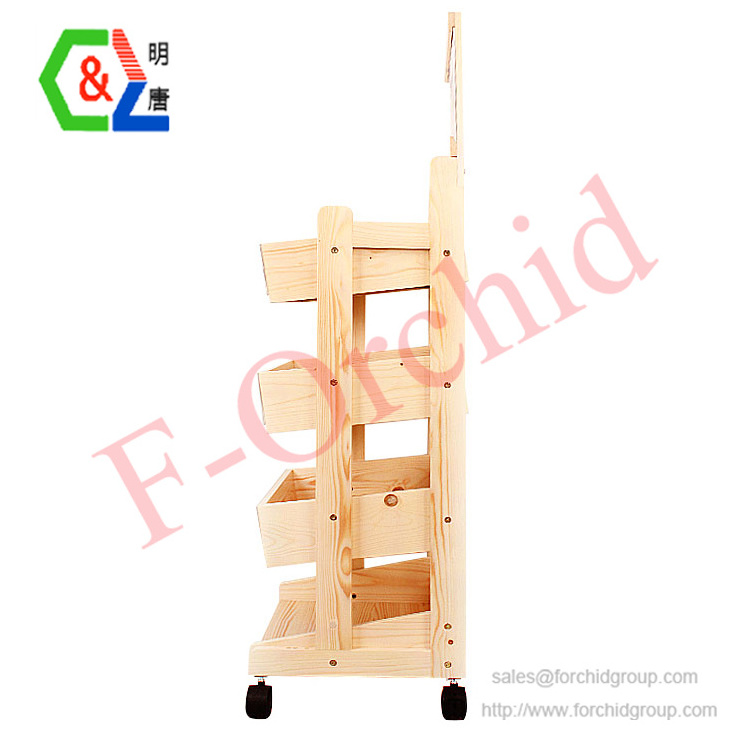 Customized MDF 4-tier Candy Display Rack Retail shelf bread display rack