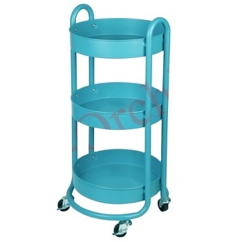 3-Tier Rolling Storage Cart Round Design Tray Trolley