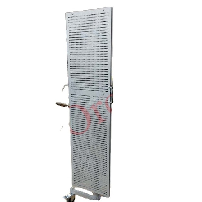 Custom metal peg board fixture display with casters heavy duty industrial wide metal plate rack For Retail shop