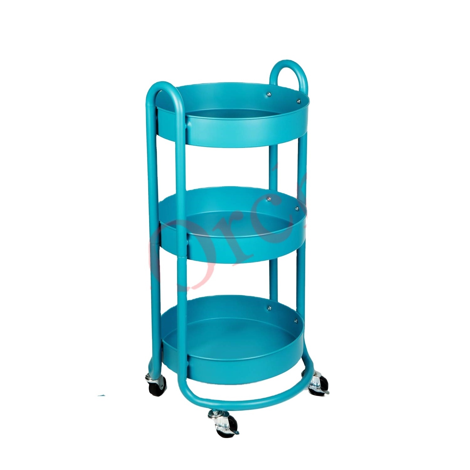 3-Tier Rolling Storage Cart Round Design Tray Trolley