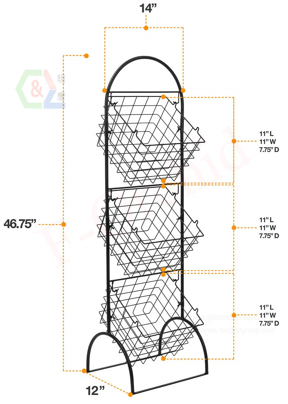 3-Tier Wire Market Basket Storage Stand for Fruit, Vegetables, Toiletries, Household Items, Stylish Tiered Serving Stand Baskets