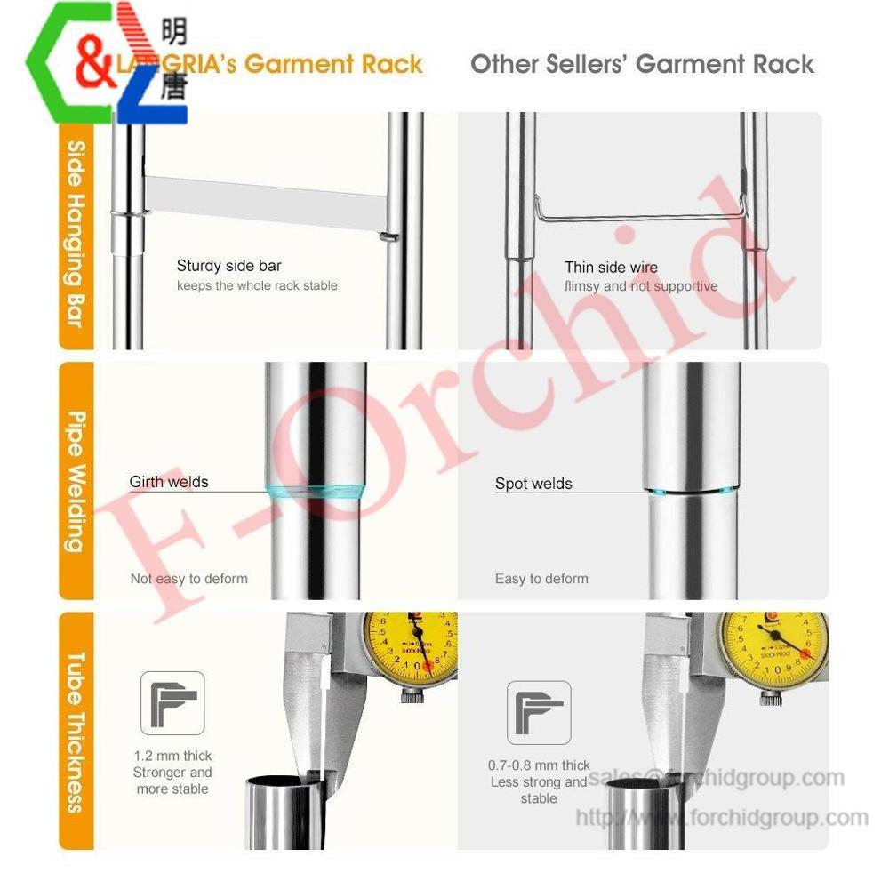 F-Orchid Industrial Pipe Double Rail Clothes Rack on Wheels with Commercial Grade Clothing Double Rod Adjustable Rolling Clothes