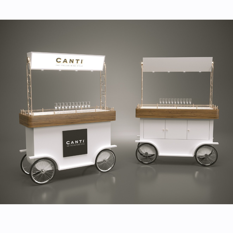 High Quality Hot Sale Wood Showcase Candy/Wine Carts for Sale