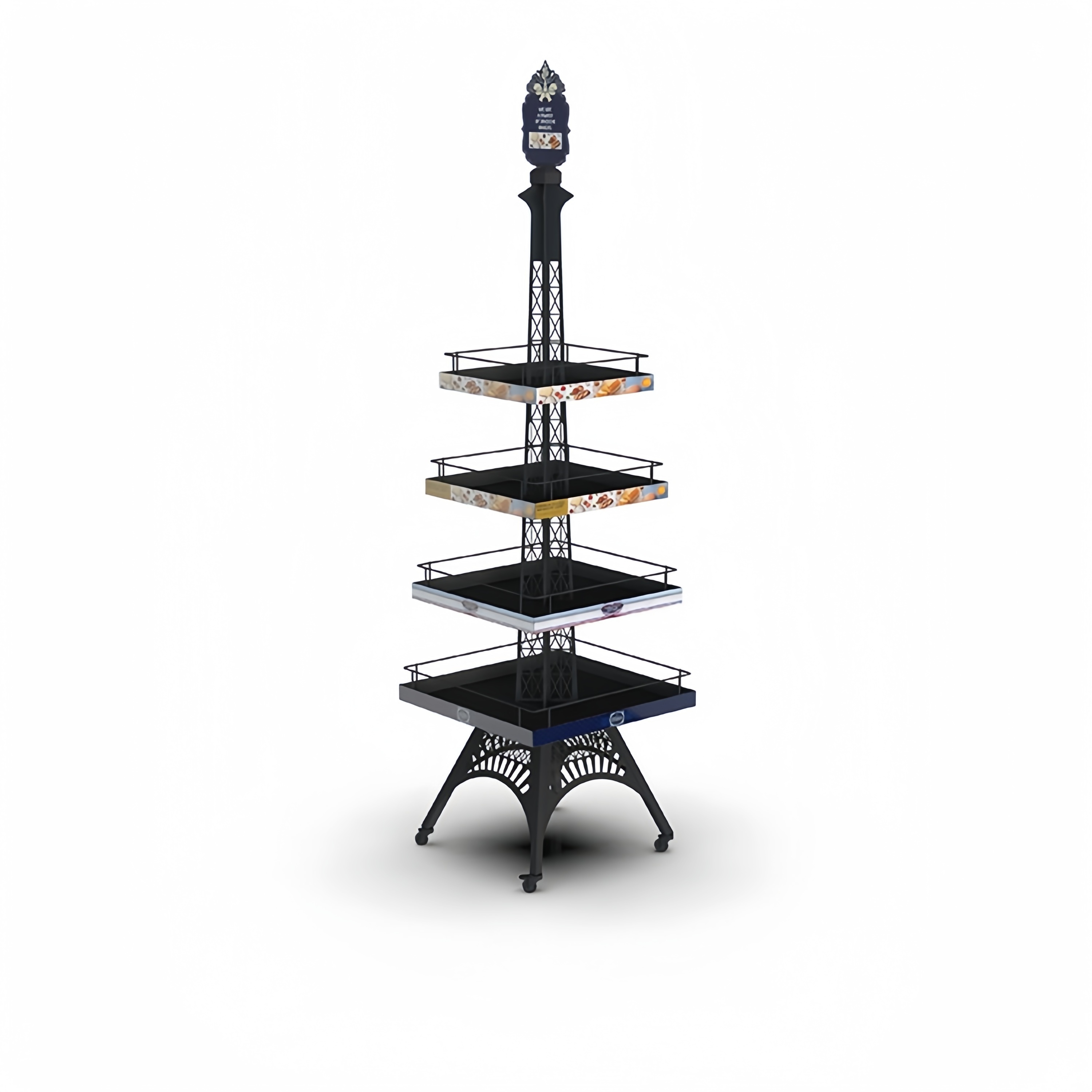 Eiffel Tower shaped metal snack display rack