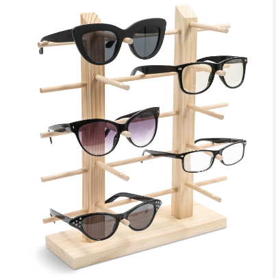 Hot Selling Wooden  Eyewear Stand Solid  Wood Customized Shapes Display Spectacle