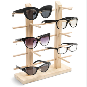 Hot Selling Wooden  Eyewear Stand Solid  Wood Customized Shapes Display Spectacle